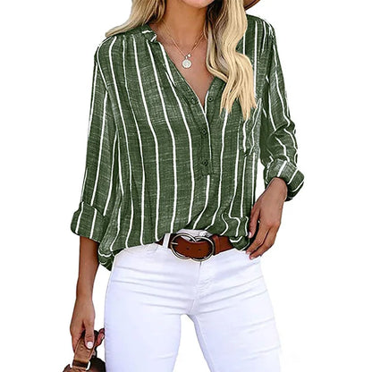 Casual Loose Striped Shirts For Women 2023 Autumn Vintage Women's Oversized Shirts And Blouses Fashion Elegant Youth Female Tops